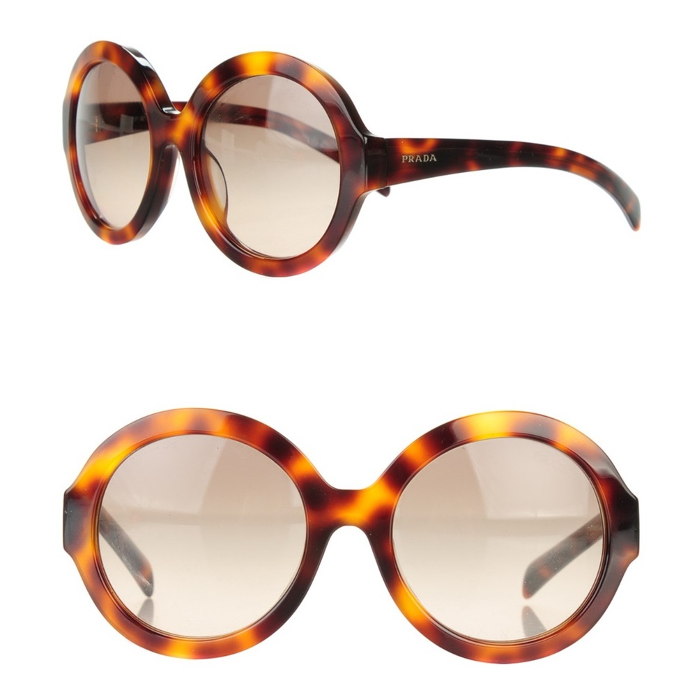 Prada Round Tortoise Shell Havana Sunglasses SPR 06R